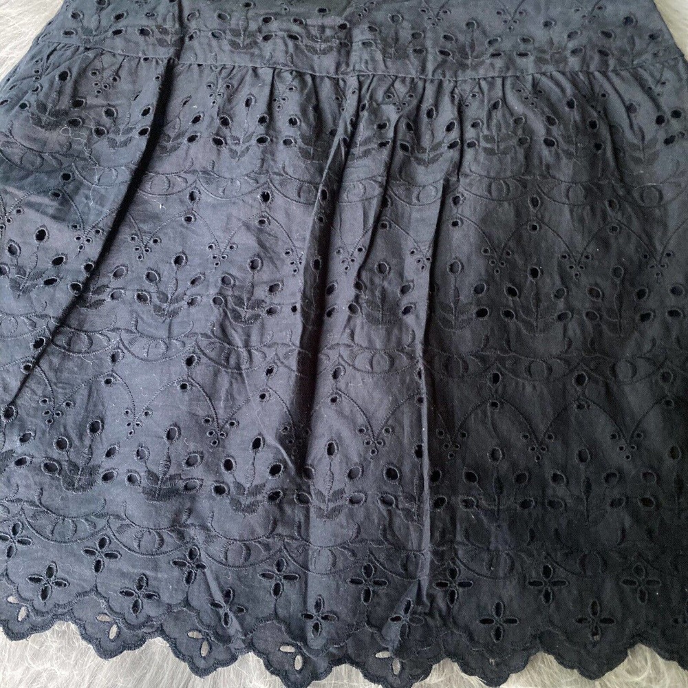 Ann Taylor Loft Sz 6 Black Eyelet Lace Skirt Cotton Side Zip Casual Summer NEW - Picture 2 of 11